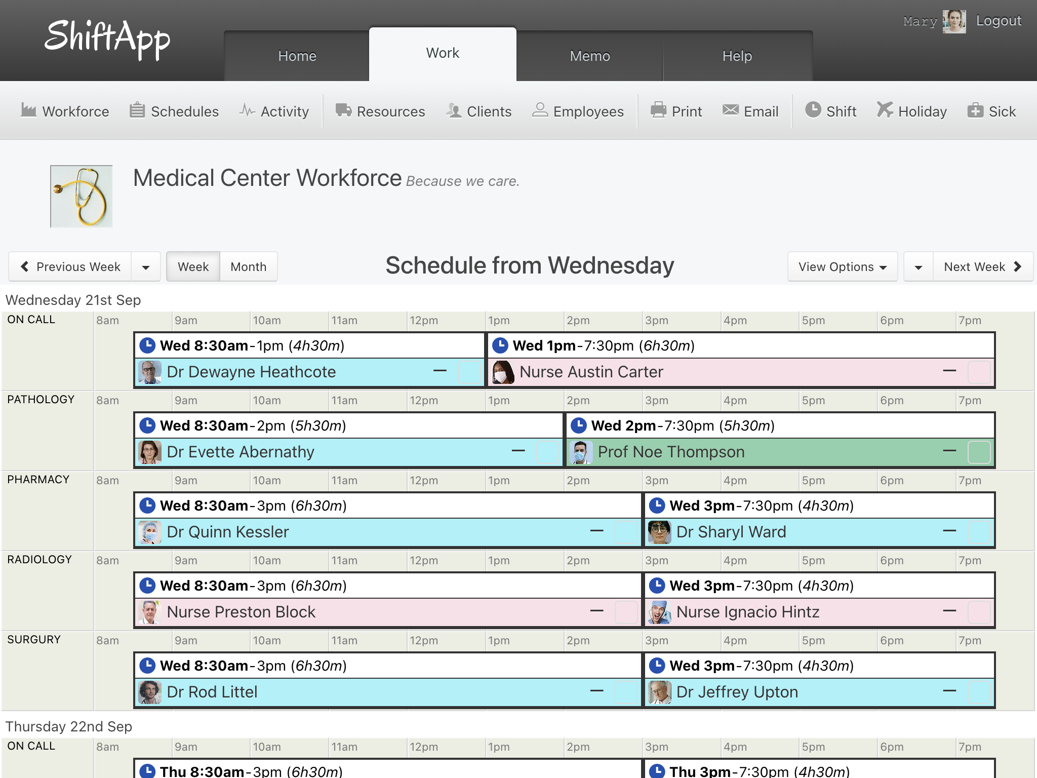 Employee Scheduling for Medical Company