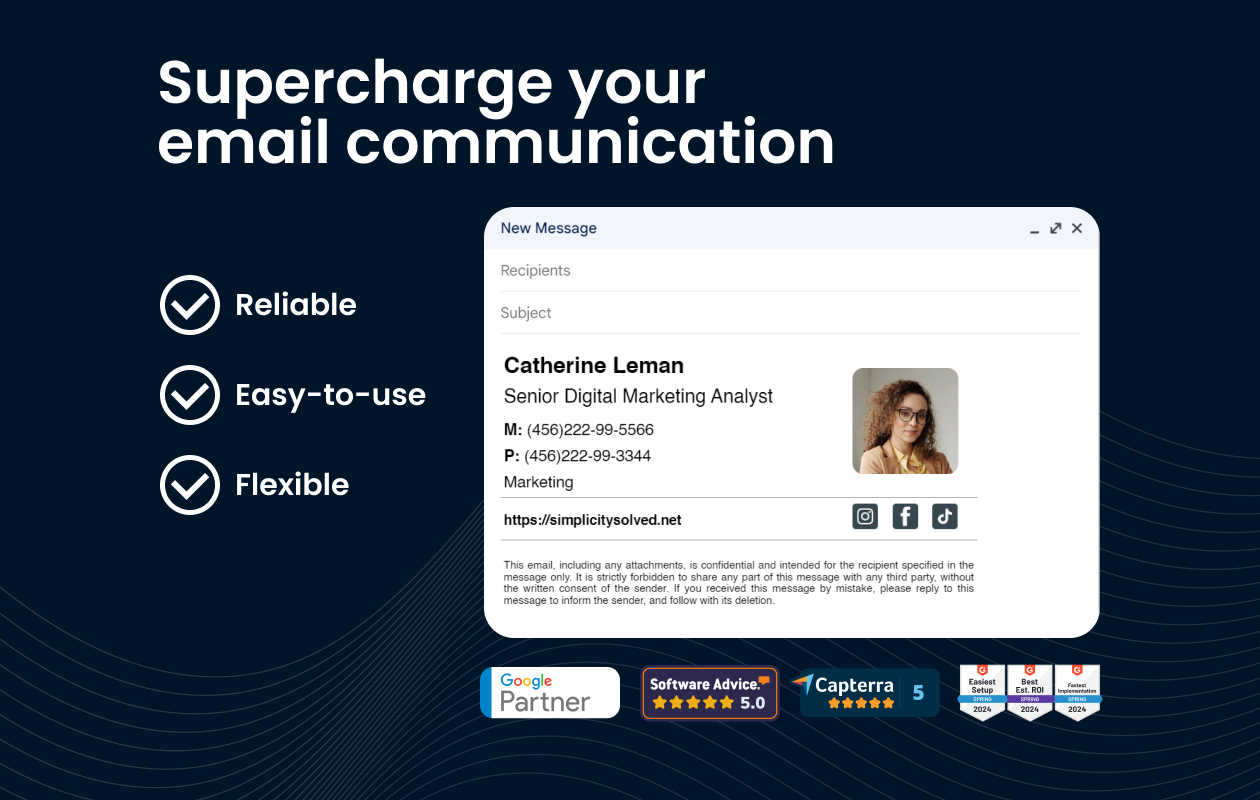 BulkSiganture is a powerful email signature solution that allows you to create any email signature you want. It's 100% reliable and easy-to-use. It allows you to create email signatures for the whole organization.