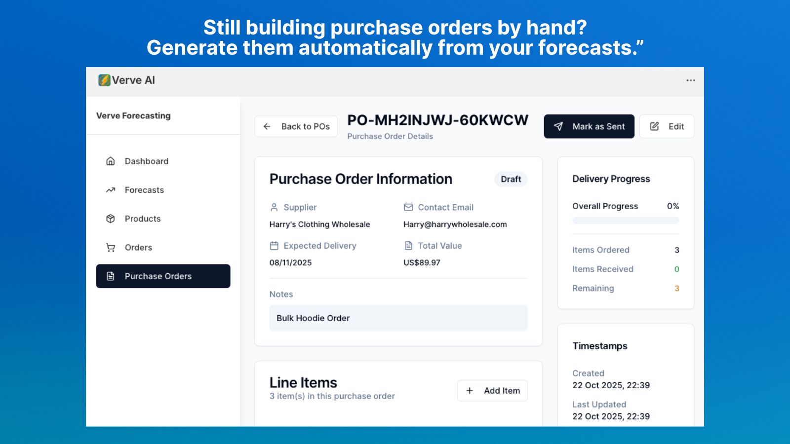 Manage Inbound Stock Orders Direct From Forecasts